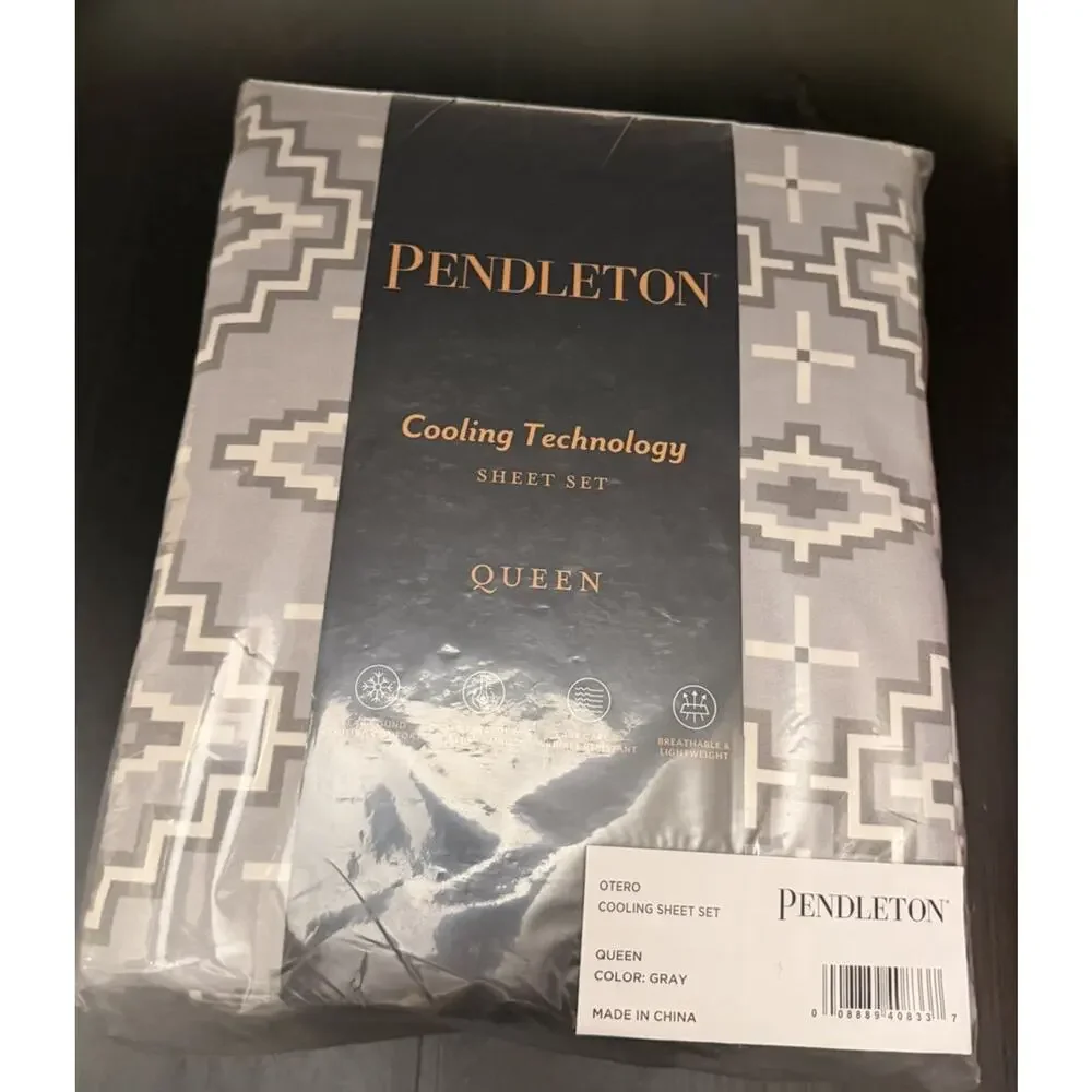 New! Pendleton OTERO Gray 4pc Queen Sheet Set With Cooling Technology Aztec
